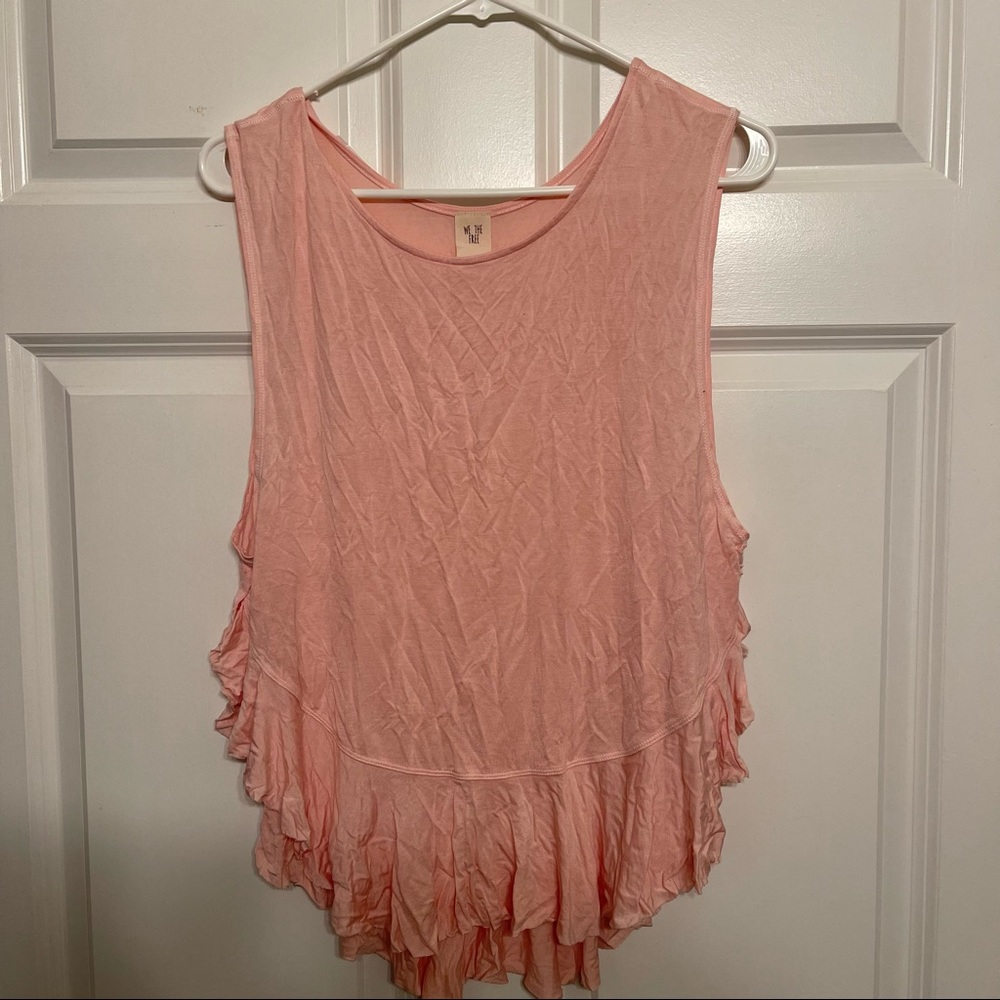 Free People Uptown Ruffle Peach/Pink Ruffled Tank